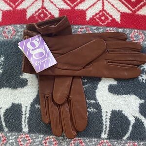 Vintage Grandoe Brown Leather Gloves NWT small